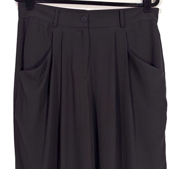 Eileen Fisher Silk Tapered Ankle Pants Black Georgette Crepe PM Medium Petite - Picture 2 of 9